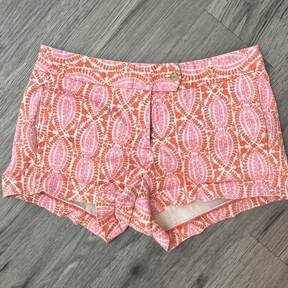 J.Crew Pink & Orange Print Stretch Shorts – Size (tag not visible, fits ~4–6)